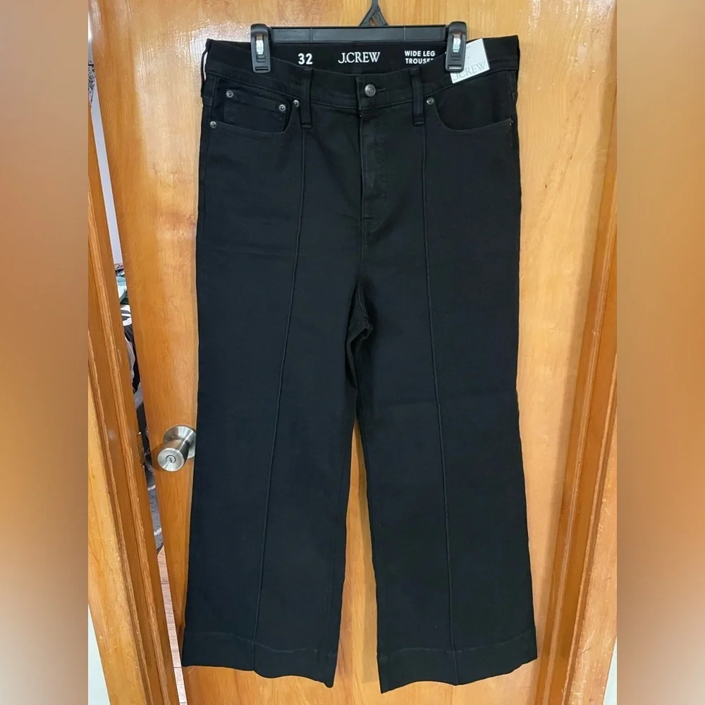 NWT J.Crew Pintuck Denim Trouser in Washed Black